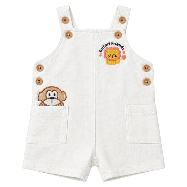 McBaby Safari Friends Baby White Corduroy Overalls 6/9 Months