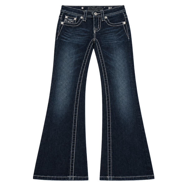 Miss Me Bootcut Jeans Kids Size 7 Dark Wash Bling Flap Pockets
