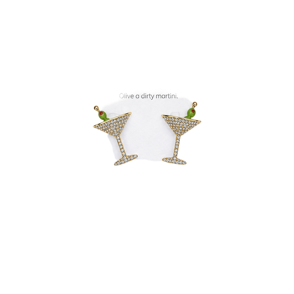 BaubleBar Gold Glitter Martini Stud Sparkly Earrings🍸