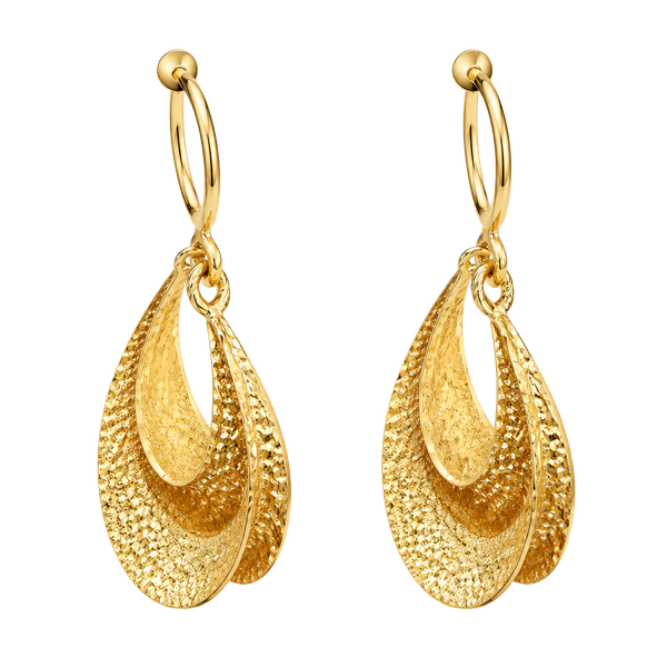 Aura Collection 14K Gold Plated Hammered Crescent Hoop Earrings