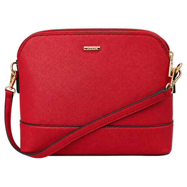 Lovevook Red Faux Leather Crossbody Bag with Gold Hardware