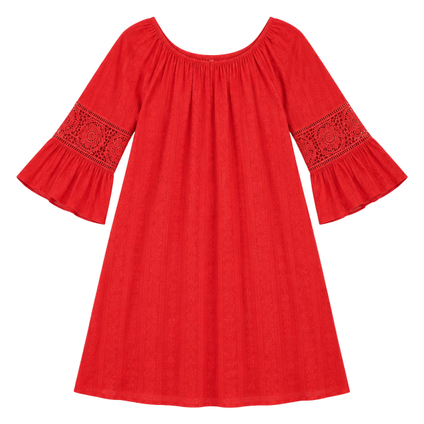 Indigo Rose Red Boho Peasant Dress 3X Lace Sleeve Plus Size Boutique