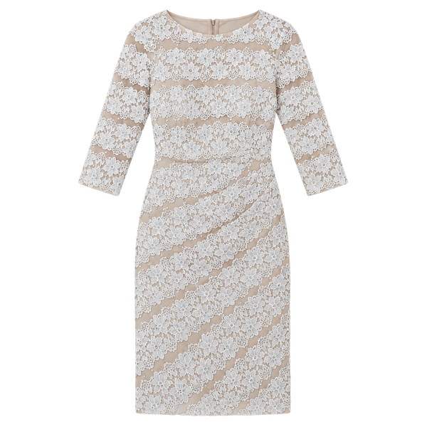 JH Evenings Taupe Sequin Lace Sheath Dress 3/4 Sleeve Cocktail Size 8 NWT