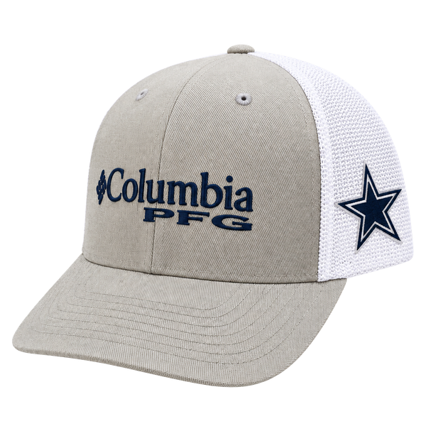 Columbia Dallas Cowboys PFG Mesh Ball Cap Gray White