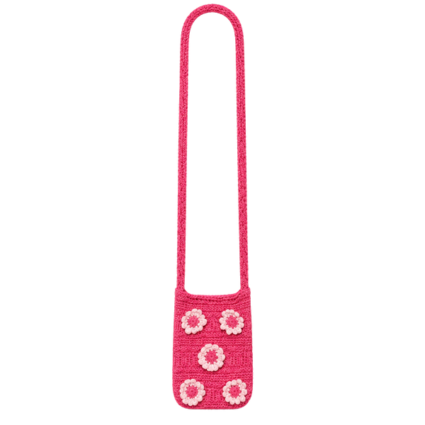 Handmade Pink Crochet Crossbody Phone Bag