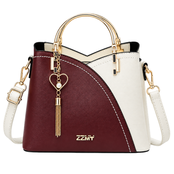 Color Block PU Leather Crossbody Shoulder Bag 