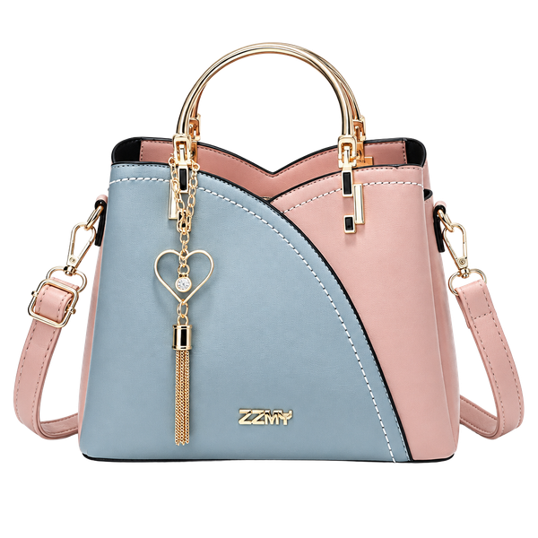 Color Block PU Leather Crossbody Shoulder Bag 