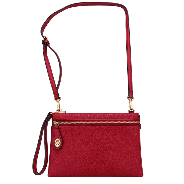 Sondra Roberts Red Pebbled Leather Crossbody Bag Wristlet