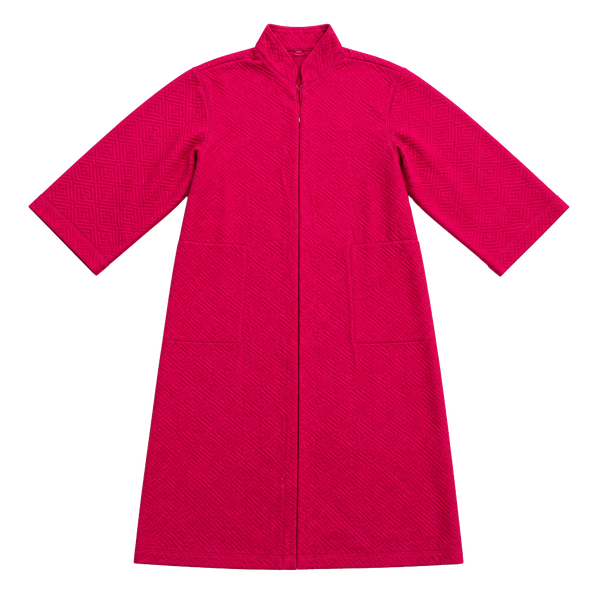 Z- Natori Private Luxuries Robe Size S Red Quilted Zip Front Lounge