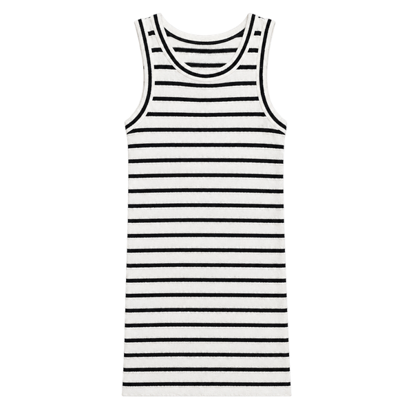 LOFT Striped Midi Dress Size S Black White Ribbed Tank