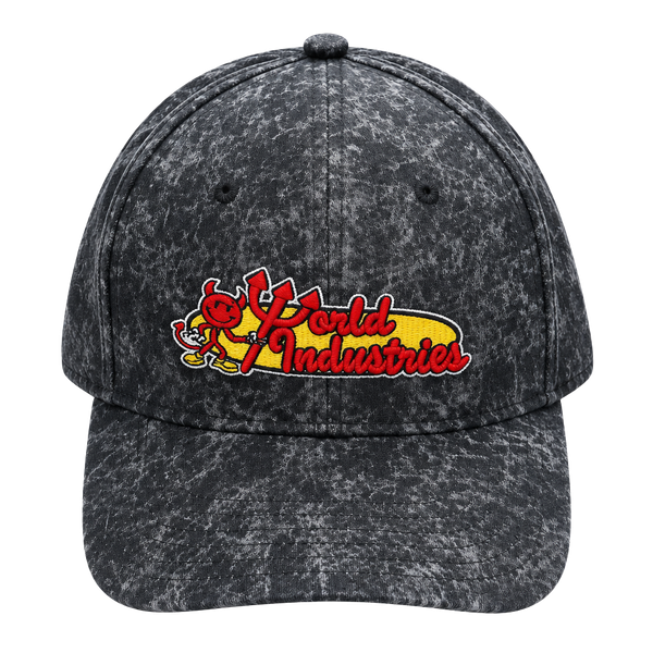World Industries Willy Flameboy Snapback Acid Wash Black Hat Cap New