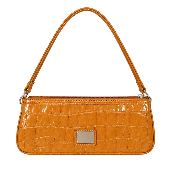 Liz Claiborne Y2K Croc Embossed Baguette Bag Tan 2000s Wristlet