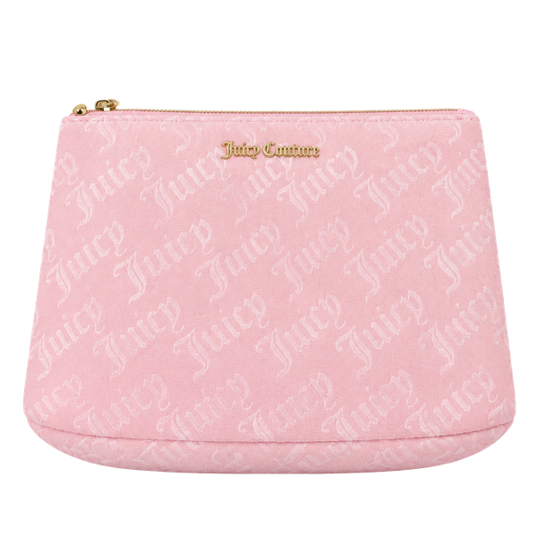 Juicy Couture Cosmetic Makeup Bag Pink Velour Logo