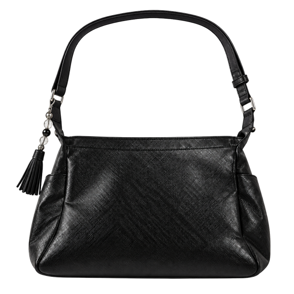 Great American leather works Black Embossed Floral Leather Shoulder bag Tassel  