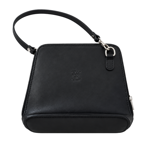 Vera Pelle Black Leather Crossbody Bag Made In Italy