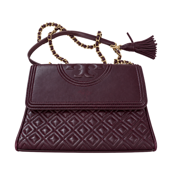 Tory Burch Fleming Quilted Leather Convertible Shoulder Bag Burgundy