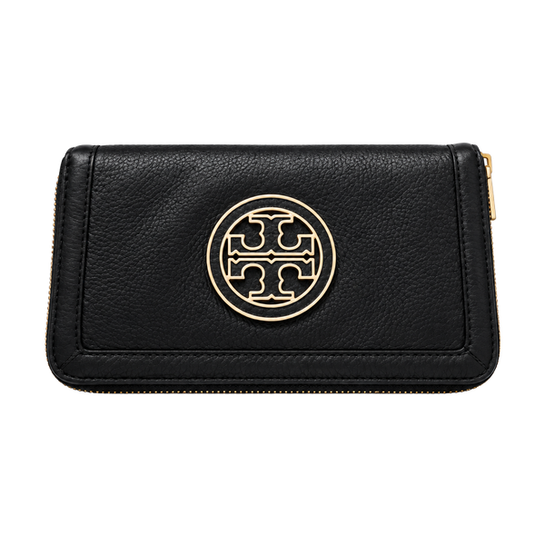 Tory Burch Black Leather Continental Zip-Around Wallet