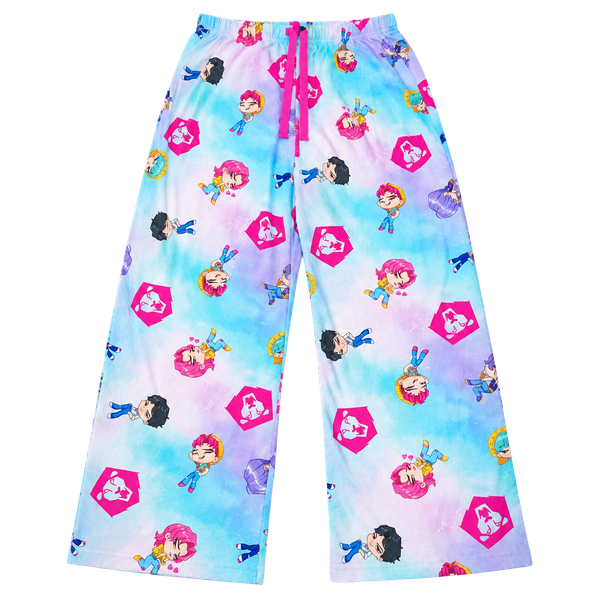 Netflix Kpop Demon Hunters Sleep Pants Size XL Tie Dye Chibi Print