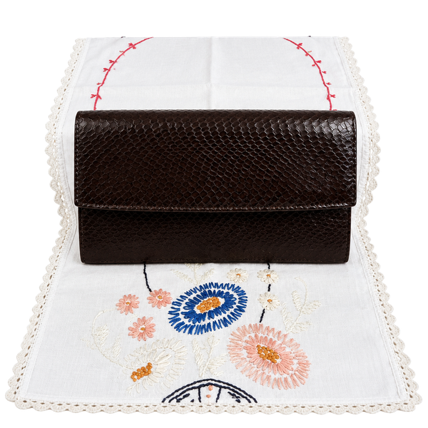 Vintage Brown Snakeskin Envelope Clutch Bag