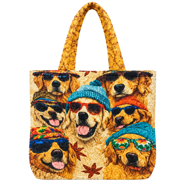 New wo tags fall dog tote bag golden retrievers brown