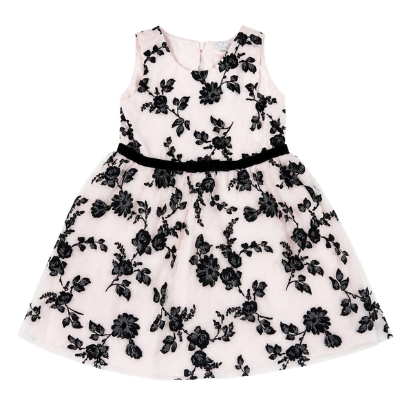The Children's Place Floral Dress 4T Pink Black Overlay Special Occasion