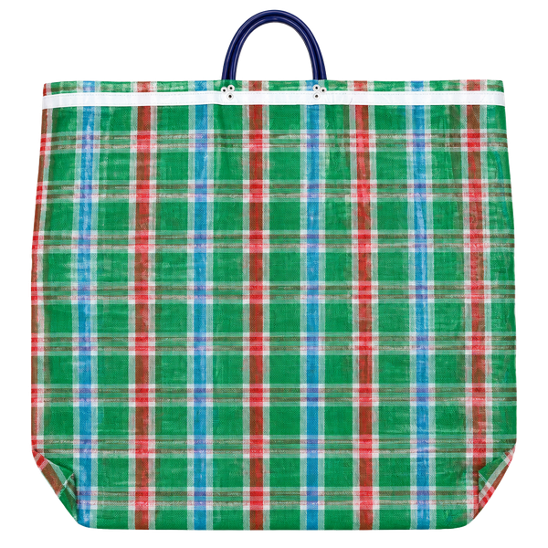 Traditional Mexican Market Tote Bag Green Plaid Mesh unbranded