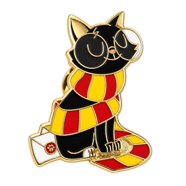 Harry Potter Inspired Black Cat Gryffindor Scarf Enamel Pin