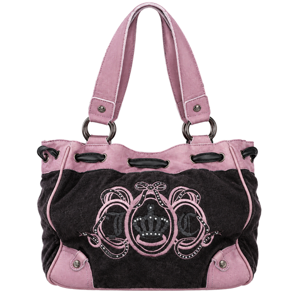 Juicy Couture Daydreamer Velour Pink Green Y2K Pom Pom Bag Purse