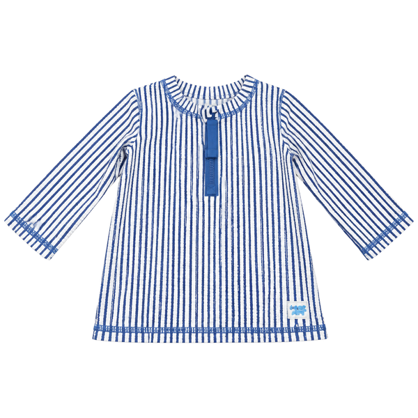 (509) RuggedButts Blue Striped Rash Guard 6-12M