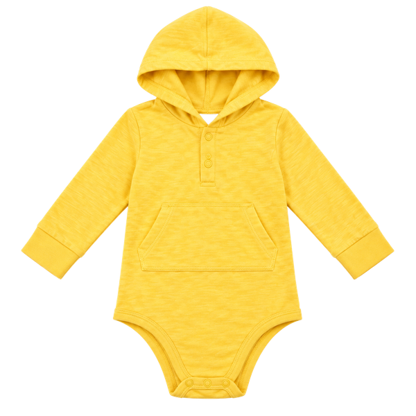 (517) First Impressions Hooded Bodysuit Size 12M Yellow
