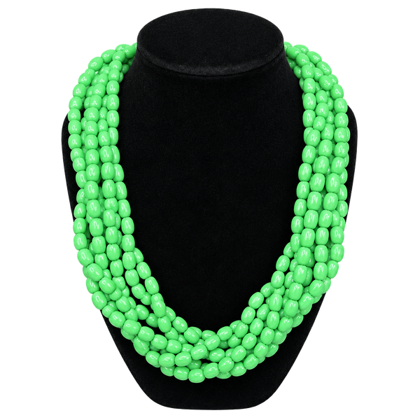 Talbots Chunky Lime Green Multi Strand Beaded Statement Necklace