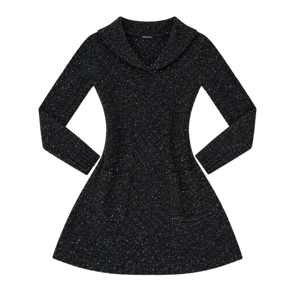 Relativity Sweater Dress Size L Black Metallic Cowl Neck