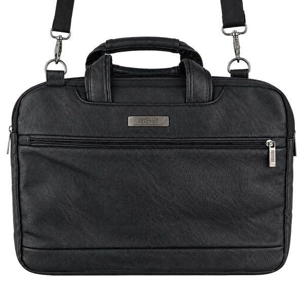 Kenneth Cole Reaction Black Faux Leather Laptop Briefcase Bag
