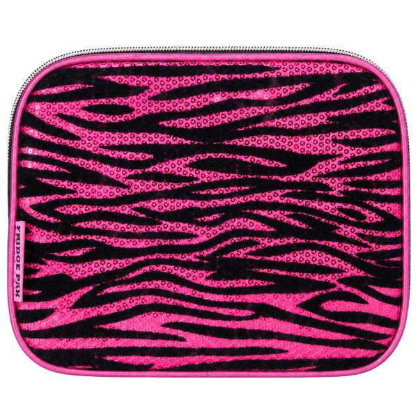 Fridge Pak Pink Zebra Sequin Lunch Bag Cooler Tote
