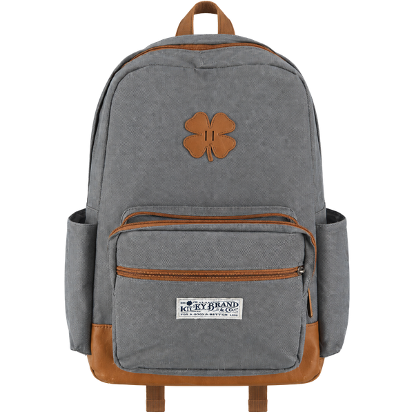 Lucky Brand Backpack Gray Canvas Brown Leather Trim