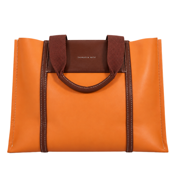 Charles & Keith Shalia Tote Bag Pumpkin Orange Brown