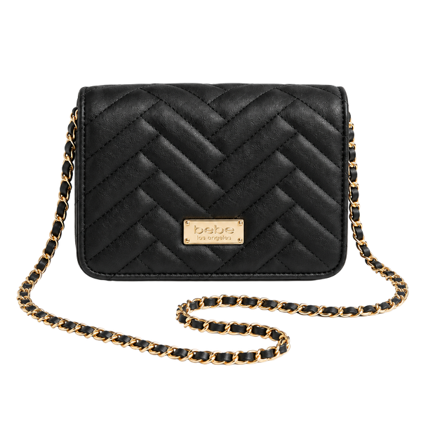 bebe Sophia Crossbody Small Quilted Bag Purse Black