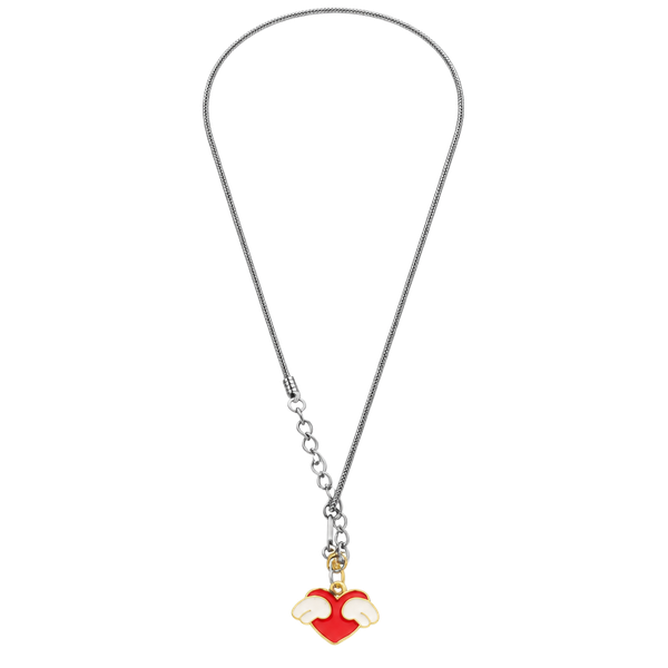 Unbranded Red Winged Heart Pendant Necklace Black Cord