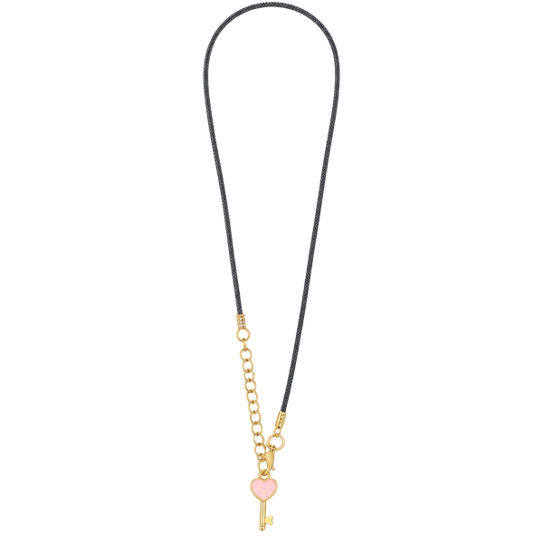 H&M Black Cord and Heart Key Pendant Necklace