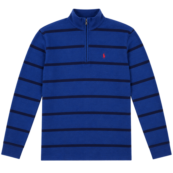 Kids -Polo Ralph Lauren Striped Quarter-Zip Sweater Size L (14-16) Blue
