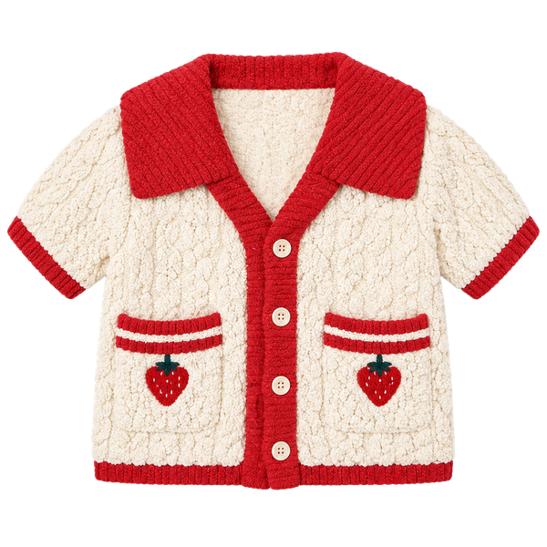 Strawberry Sherpa Baby Cardigan Size 80