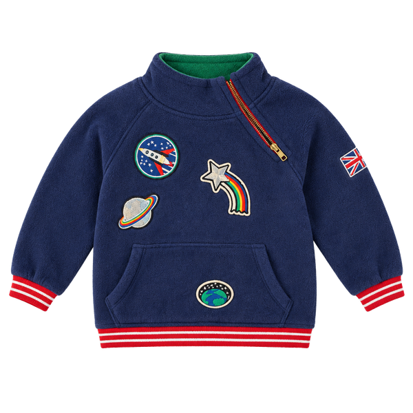 Mini Boden Space Applique Sweatshirt Size 4-5Y Blue Hoodie