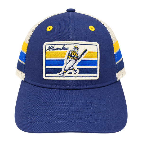 New Era Milwaukee Brewers 9FORTY Trucker Snapback Hat One Size Blue