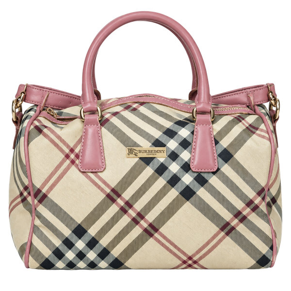 Burberrys London Nova Check Bowling Handbag Pink Trim