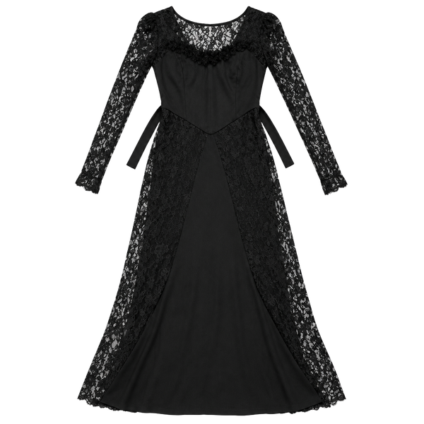 Vintage Black Lace Goth Fairy Maxi Dress