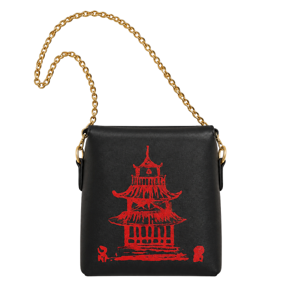 Unbranded Chinese Takeout Box Crossbody Shoulder Bag Black Red