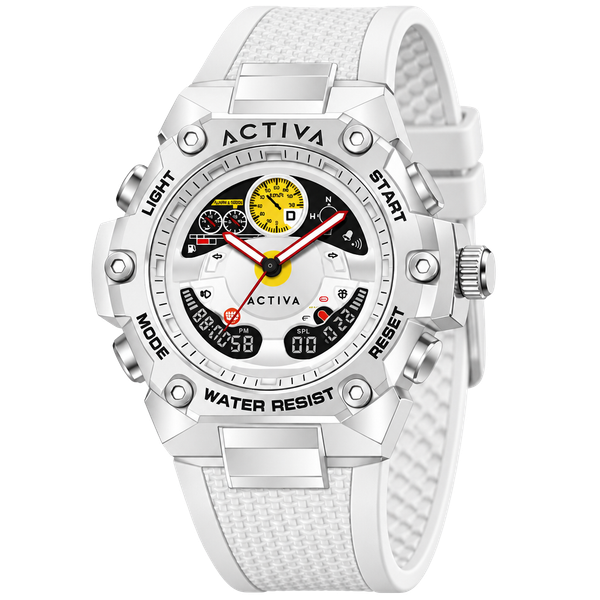 Activa X Invicta Men’s 55mm Analog Digital White Strap Watch ACW8092-004 NIB