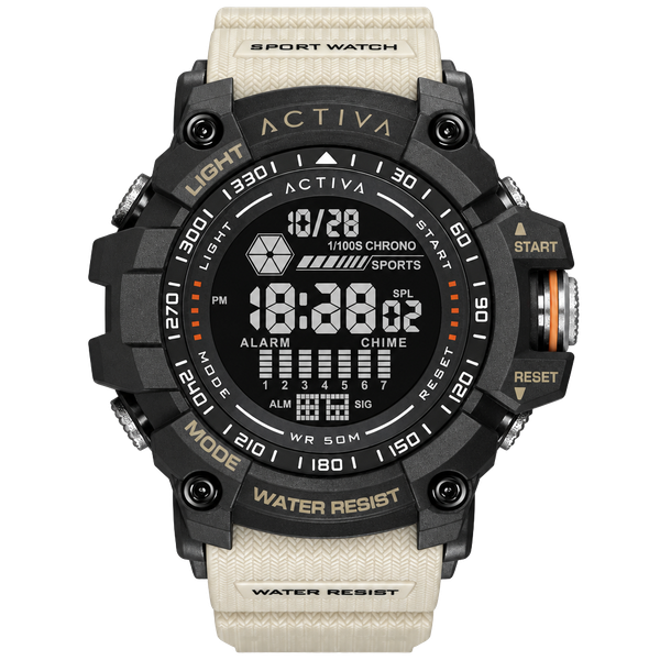 NEW Activa X Invicta Digital Men's Watch 56mm Beige Black Sport ACW8020-002 NIB