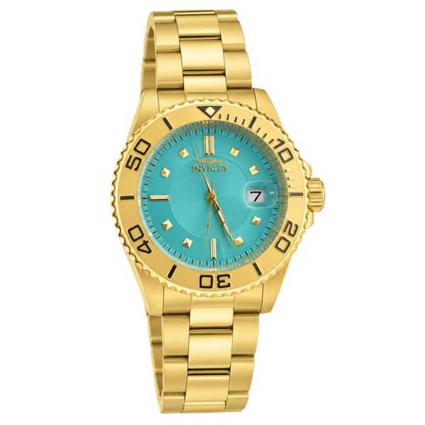Invicta Pro Diver 50400 Gold Tone Tiffany Blue Dial Quartz Watch 40mm New In Box