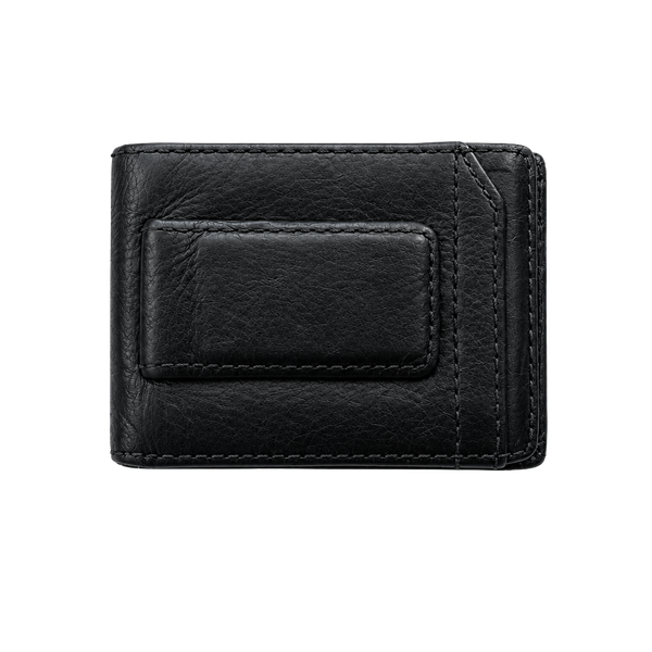 House of Jacks Black Leather Bi-Fold Wallet with Money Clip